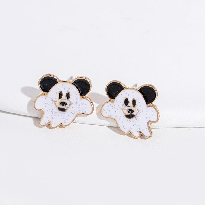 Halloween oil drop earrings wholesale european and american cross-border jewelry little monster diamond-encrusted pumpkin earrings witch mask earrings