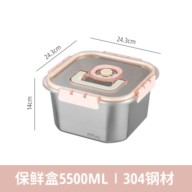 Cross-border fresh-keeping box sealed dumpling box 304 stainless steel sub-packaging refrigerator storage freezing box handle lunch box wholesale