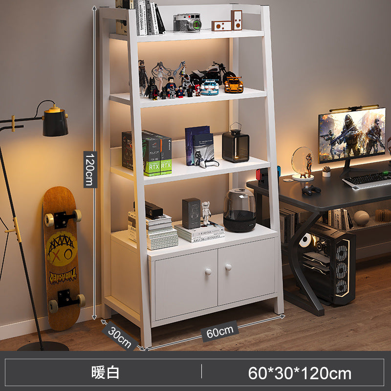 Shelf Floor-to-ceiling storage shelf Multi-layer bookshelf E-sports room Computer table Locker Wrought iron trapezoidal display shelf