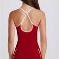 Fitness tops sling sexy spaghetti strap contrast color white stripes halter sports intimates bra vest yoga suit women