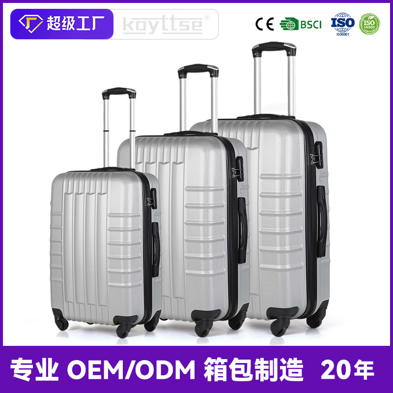 Cross-border ABS business tie rod suitcase 20 inch/24 inch/28 inch three-piece universal wheel password box boarding case