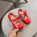 Girls' princess shoes - spring/autumn kids' fashion solid color leather shoes - red student performance dance round toe comfortable flats