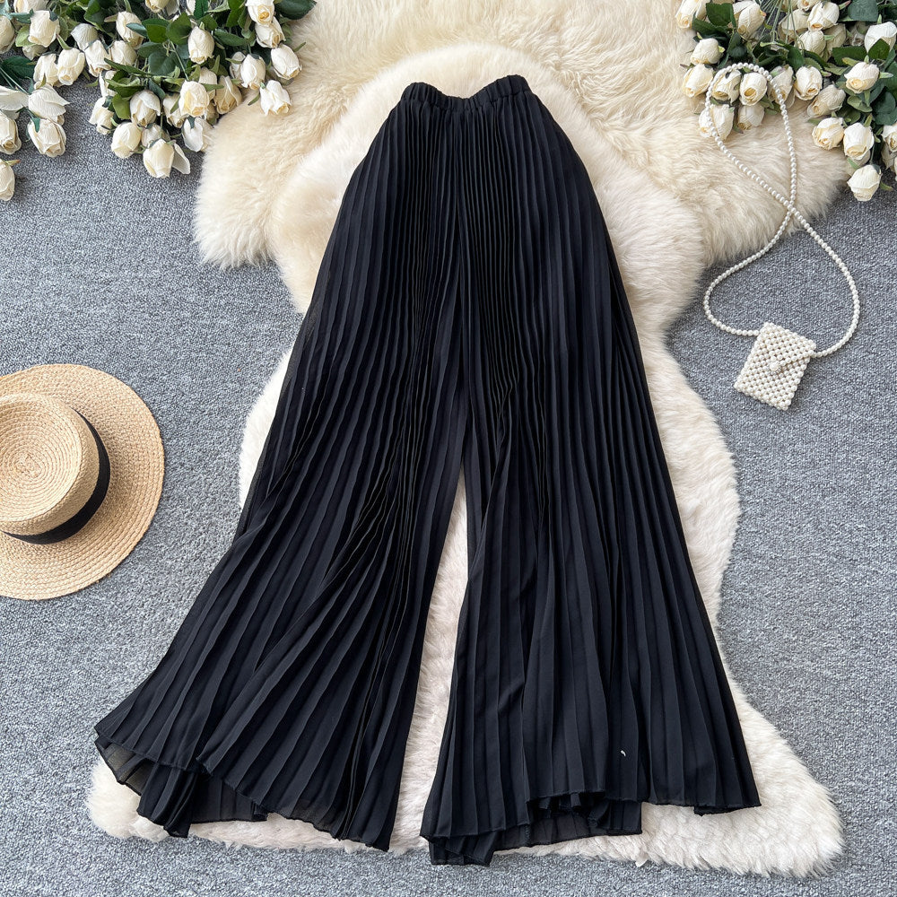 K-stylehigh waistpleatedcasualloose pants for women springwork clothing stylecasual pressed pantselegant multi-color