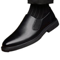 Black leather dress shoes for men - premium casual business formal commute work shoes - soft sole, non-slip, perfect for middle-aged men and dad shoes