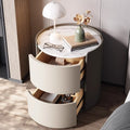 Italian round bedside table solid wood classy sense normcore bedroom slate bedside table casual modern accessible luxury storage cabinet