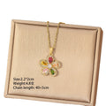[titanium steel] fashion full diamond copper inlaid zirconium five-petal flower necklace for women, non-fading niche classy simple clavicle chain