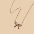 Customized necklaces: european and american cross-border jewelry, minimalist fashion bow pendant, women's zinc alloy diamond-studded necklace