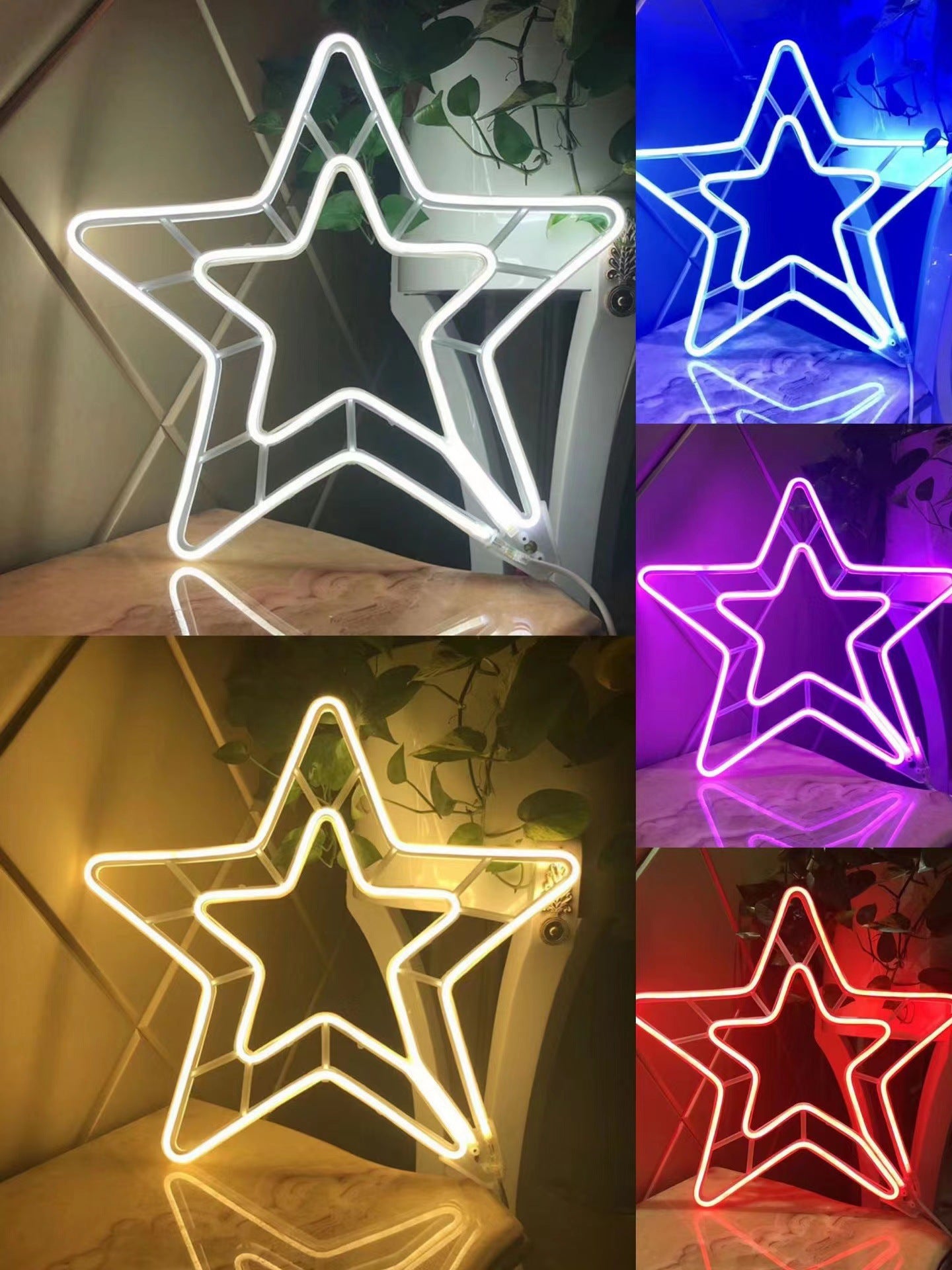 LED pentagram snowflake light Christmas modeling light Outdoor waterproof street lighting Holiday moon decoration hanging tree light