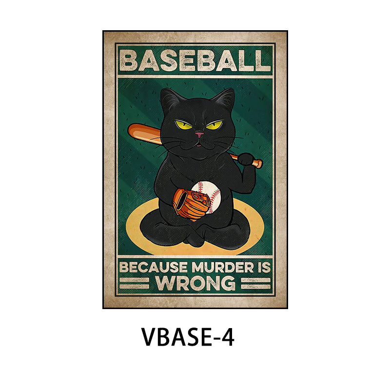 American retro baseball poster decorative painting gym gym hanging painting inspirational sports theme bar mural