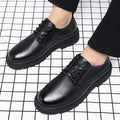 Thick sole leather shoesmencut out british soft leather business formal shoes big toe shoes low anklecasual wedding groom heightening shoes