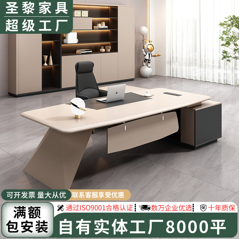 Piano lacquer office desk - designer creative high-end executive desk - stylish white manager supervisor executive desk