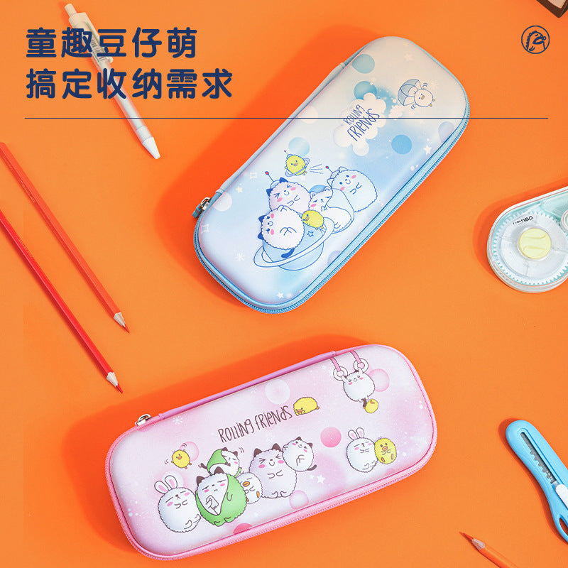 Deli EVA pencil case 3D cartoon robot large capacity pencil case girl stationery case boy girl pencil case