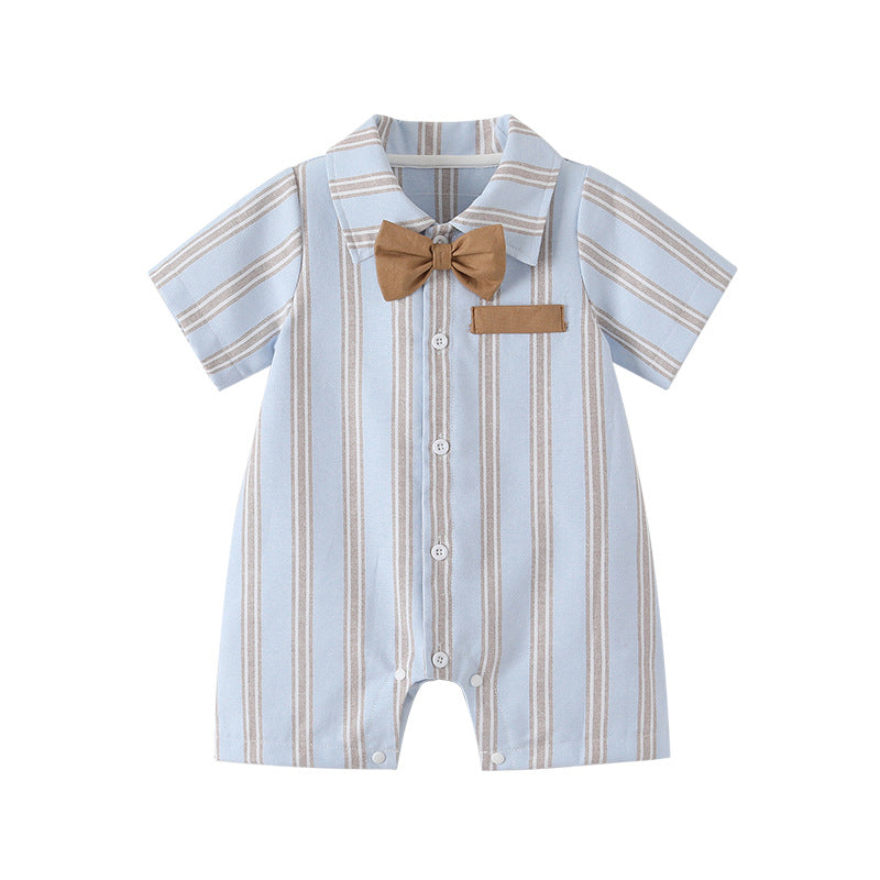 Baby summer clothes thin baby onesie striped cotton newborn clothes short sleeve boy's romper air conditioning suit