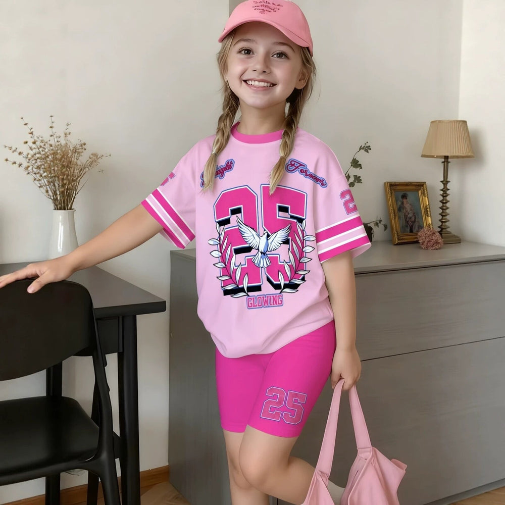 Wholesale girls' clothing: versatile t-shirt and shorts set - casual two-piece outfit, ready stock, direct supply