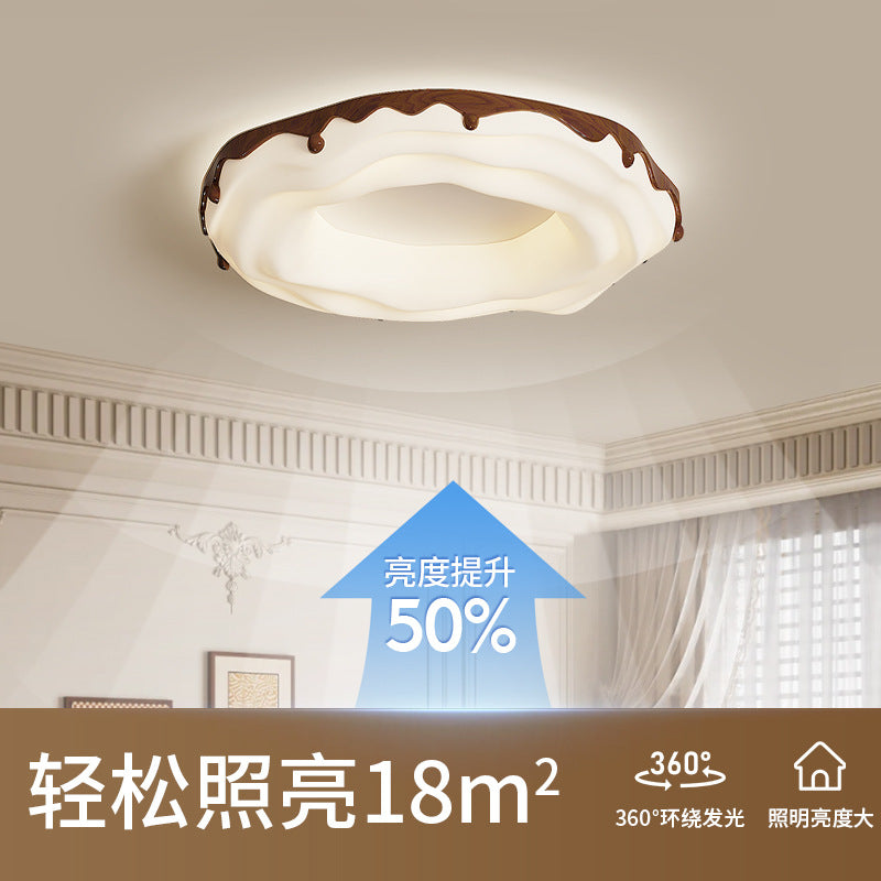 Medieval style walnut pattern retro master bedroom ceiling light creative cookie donut eye protection book room lighting decoration