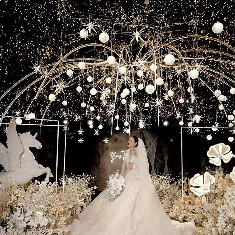 Wedding ceiling light milk white ball light string dragon ball wedding hall hotel window ceiling light string decoration props