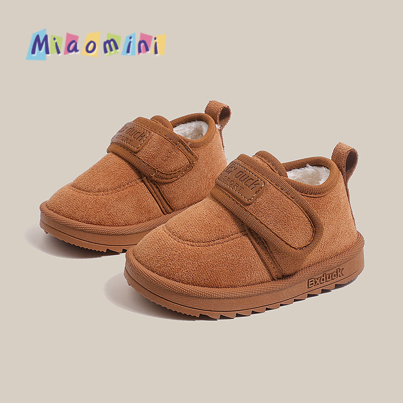 winter new boys' fleece-lined warm cotton shoes, girls' soft-soled casual shoes, kids' large cotton shoes, ages 1-6