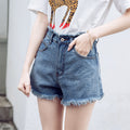 Ripped denim shorts for women, new arrival, fashionable and elegant, high-waisted, slimming, versatile, frayed-edge wide-leg pants