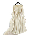 Elegant goddess style dressfall and winternew arrival with classy sense horn long sleeves waist bottomsweater skirt