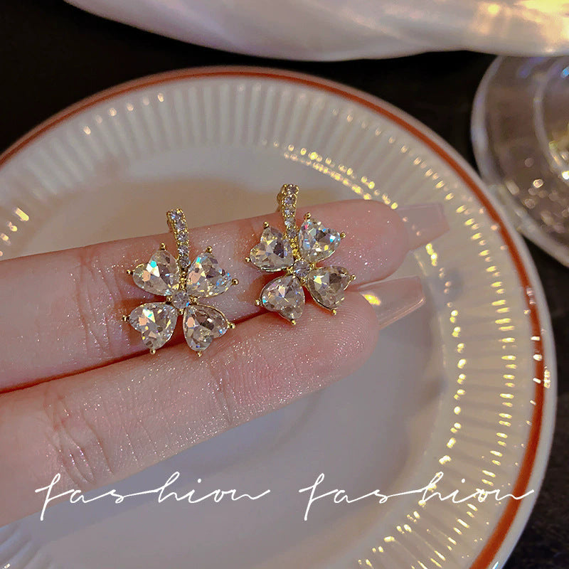925 sterling silver needle spring/summer floral earrings - elegant, high-end, unique pearl stud earrings - wholesale