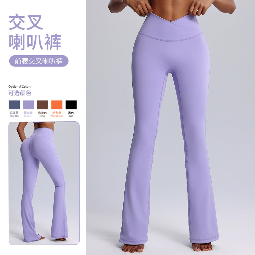 Fashionnew arrival wide-leg yoga bell bottoms high waist hip lift casual sweatpants women's nude tight dance fitness pants