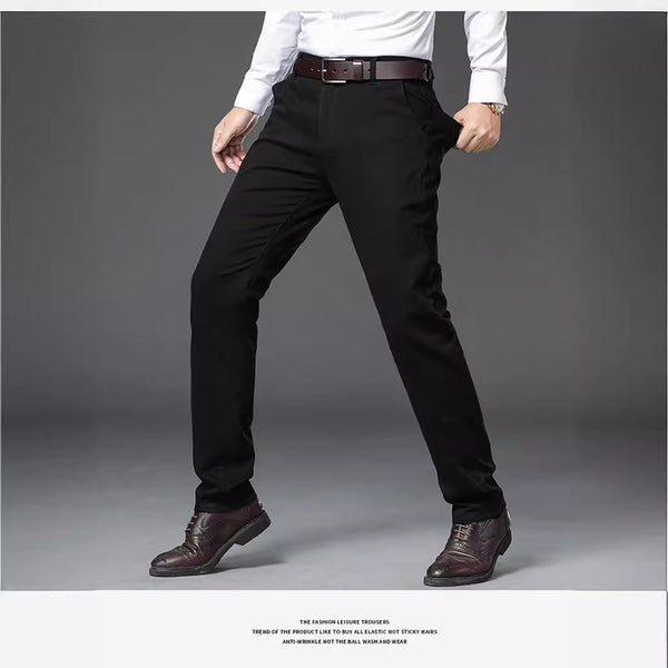 Size 36-50 Men's Extended Versatile Business Elastic Non-ironing Straight Business Casual Pants