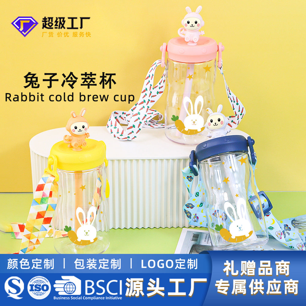 Cartoon baby straw cup food grade tritan kids water bottle tumbler large capacity drinking cold brew cup