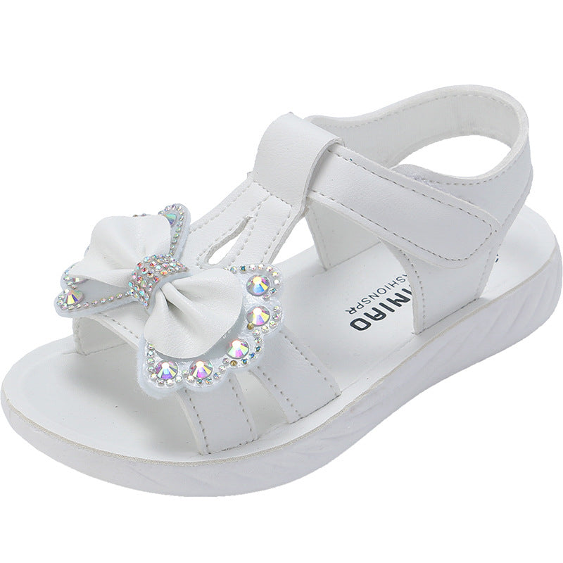 Girls sandals breathable new girls middle school and older children open-toed beach shoes 2025 soft-soled summer princess classmate