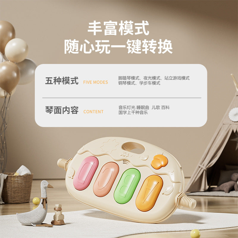 New six-in-one baby walker pedal piano 0-36 months baby puzzle early education music fitness rack