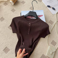 Old money style knittingcasualpure colorcasual women's summereasiest for matchslimming look single breastedv neckwork clothingtops multi-color