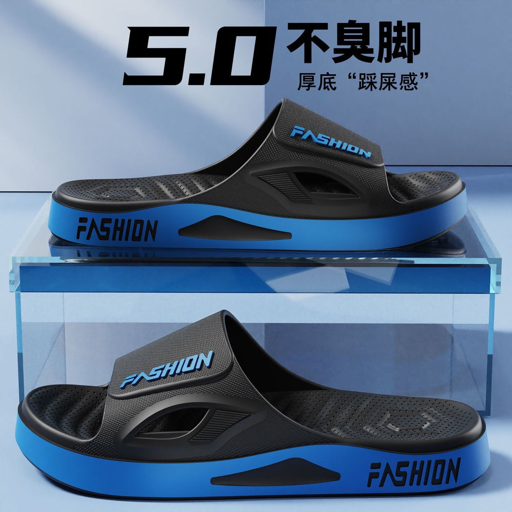 Men's summer sports slippers: new trendy outdoor beach, home, and bath thick-soled one-strap sandals