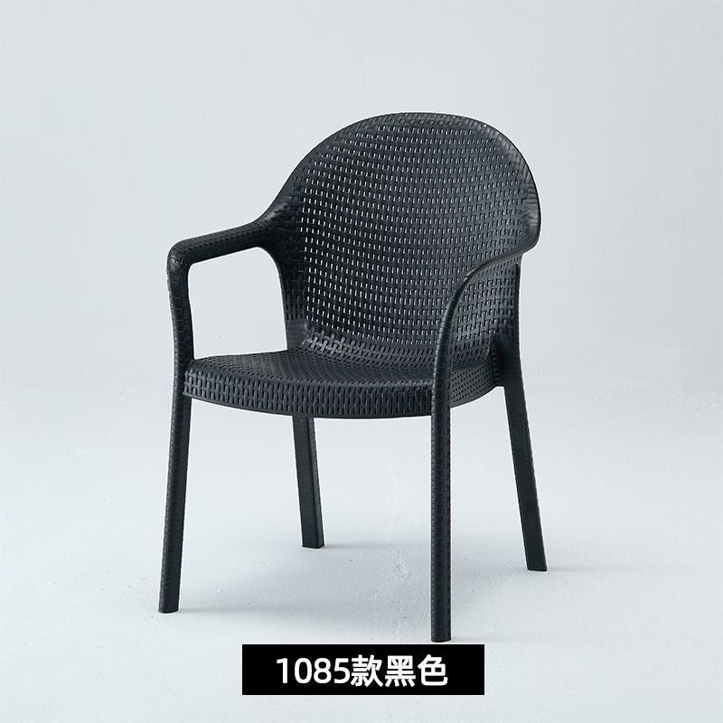 Outdoor patio plastic stool single chair single backrest imitation rattan chair balcony leisure area layout milk tea shop others
