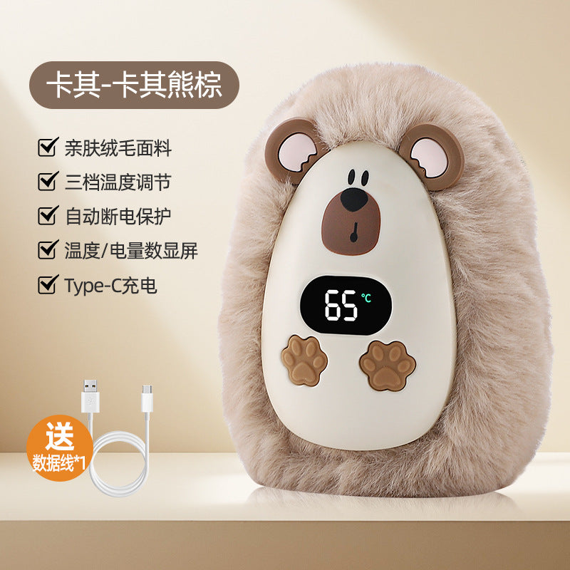 Digital display cute hand warmer stuffed rechargeable explosion-proof warmer usb portable cartoon warmer baby electric heating cake cute pet
