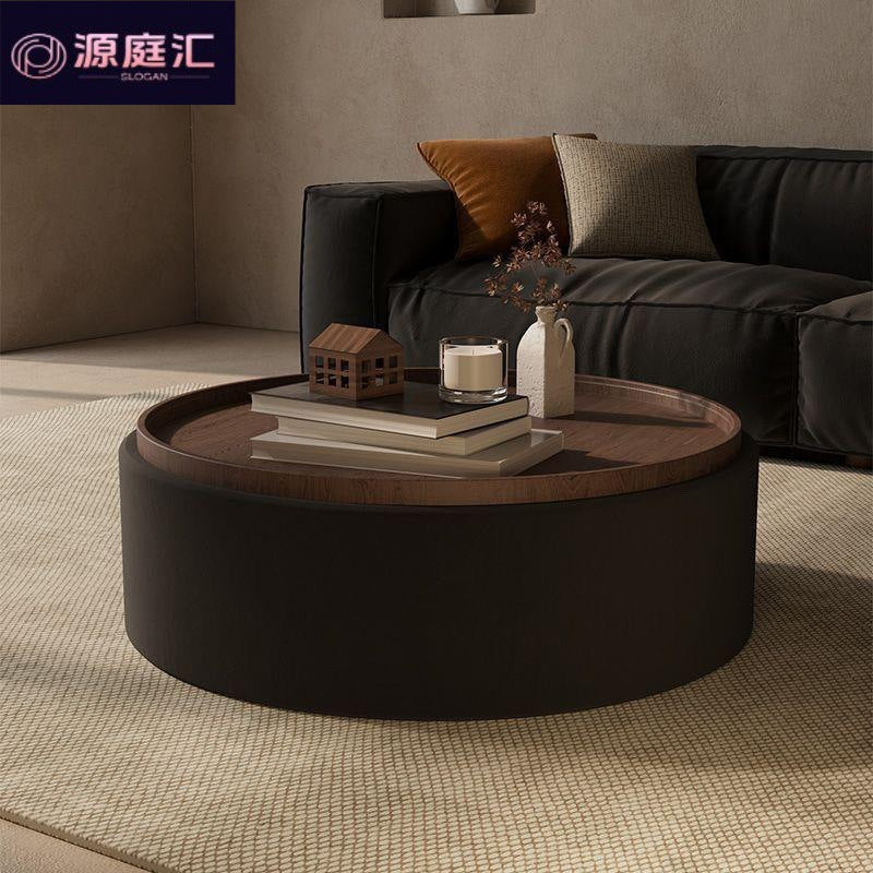 Italian round storage coffee table small apartment for home living room casual cream style retroaccessible luxury living room classy side table