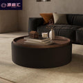 Italian round storage coffee table small apartment for home living room casual cream style retroaccessible luxury living room classy side table