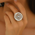 European and american cross-border fashion gold geometric spiral ring for women - luxury, unique, adjustable open ring for index finger