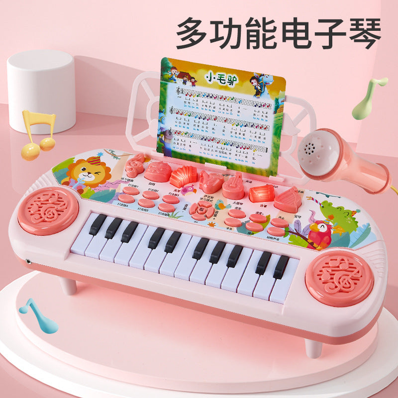 Children's electronic keyboard piano - early education & brain development - multifunctional whack-a-mole - ages 1-6 - musical toddler microphone toy
