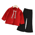 Girls' knitted sweater two-piece set -  autumn/winter new arrival - chinese style hanfu outfit with pants for baby girls