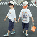 Boys' short-sleeve outfit set - summer collection,  new arrival - stylish korean fashion for mid-to-large children, trendy activewear & casual wear