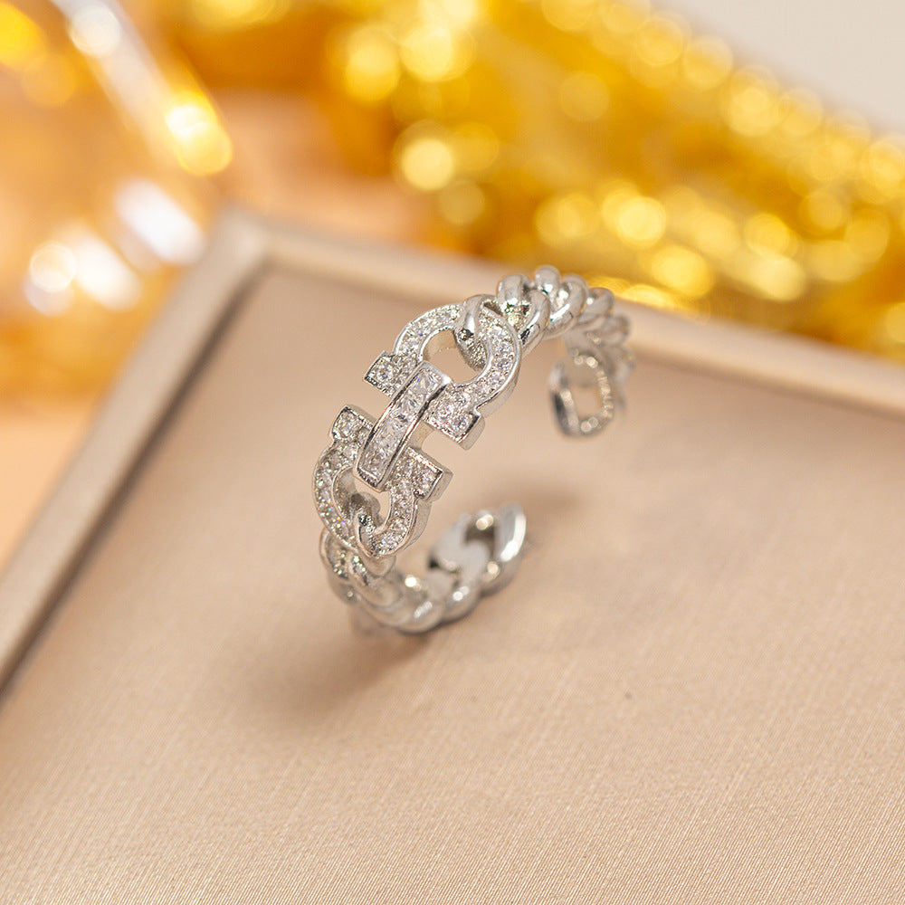 hot-selling design, full of diamonds, inlaid with zircons, exquisite women's openable adjustable rings, popular fashion accessories