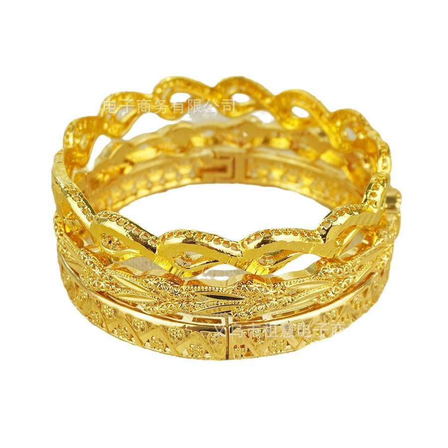 dubai women's gold-plated indian african copper bangle charming wedding ethiopian handmade luxury jewelry