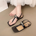 2025 new women's flat sandals: roman-style square toe, fashionable, versatile, outdoor wear, non-slip, all-season