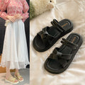 Women's summer outdoor soft sole slippers fashion new thick sole sandals easiest for match one-character sandals slippers one-pedal slippers