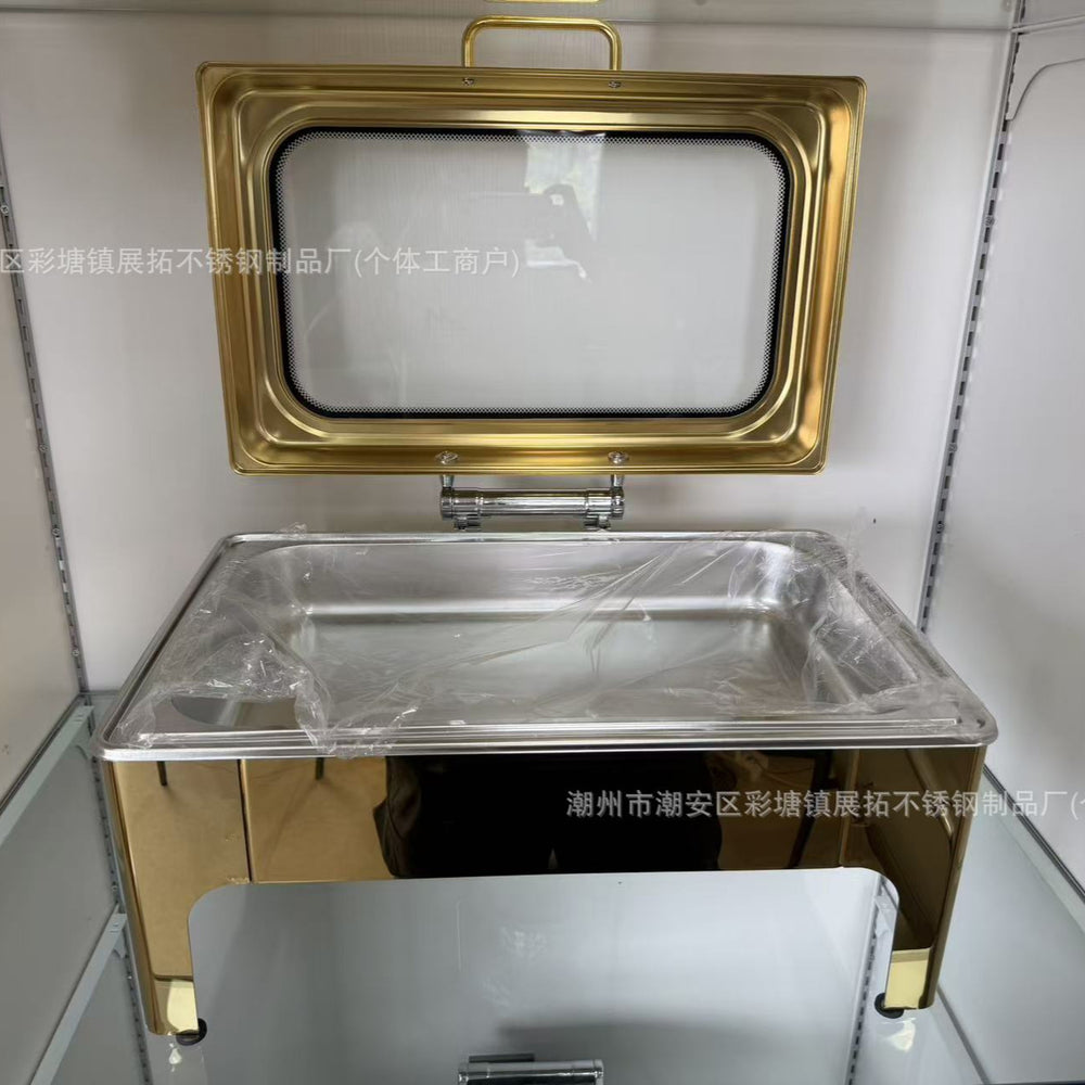 Stainless steel gold buffet warmer - 9l large capacity wedding & event food warmer - commercial grade, ready to ship for hotels & restaurants