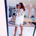 European and american cross-border fashion women's clothing  autumn new solid color long sleeve turn-down collar floral appliqué waist-defining casual two-piece set