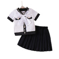 Kids clothing  cross-border new arrivalfashionspring & fallgirl white short-sleeved tops + skirt