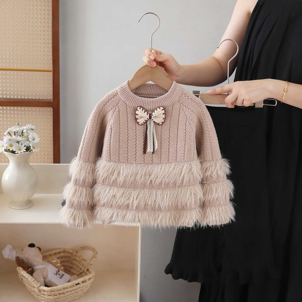 Girls' sweater: new  autumn/winter collection - bestselling knitted sweater for little girls, toddler & kids, fleece-lined & thickened princess outfit