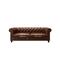 American retro sofa oil wax leather living room house hotel club medieval style straight black buckle sofa furniture