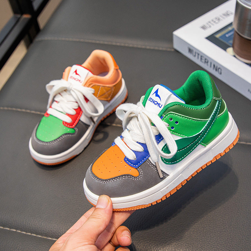 Big stupid bear girls mandarin duck board shoes 2025 autumn new children's trendy brand sports shoes boys Korean board casual shoes