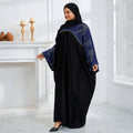 dropshipping african plus size color matching hot diamond bat sleeve loosedress with headscarf
